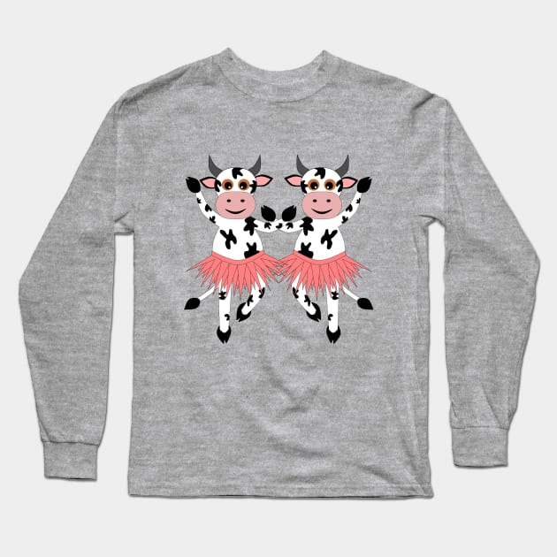 Cute and funny cows Long Sleeve T-Shirt by MarionsArt